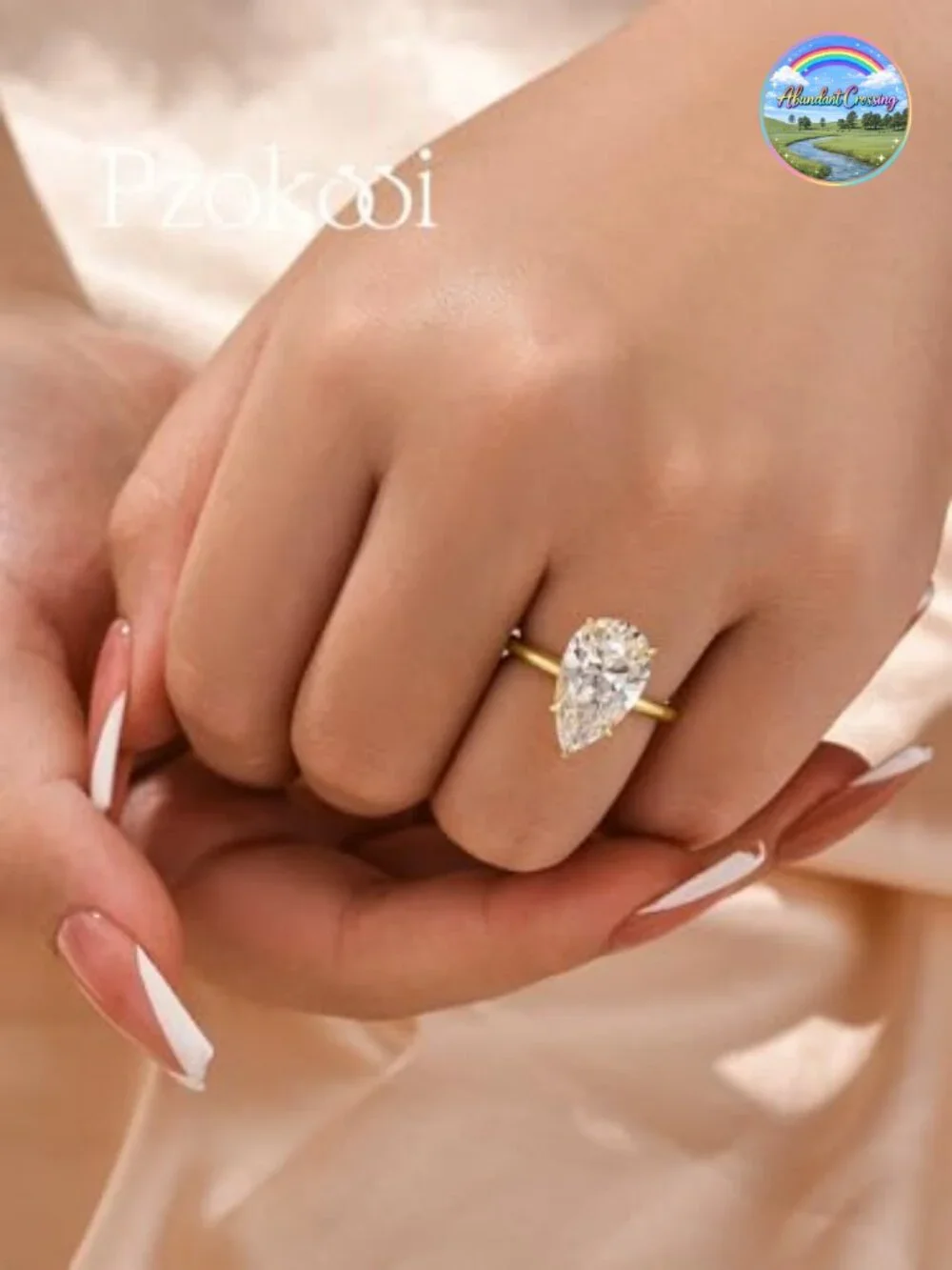 4.0ct Elongated Pear Sterling Silver Promise Ring AAAAA Cubic Zirconia Solitaire